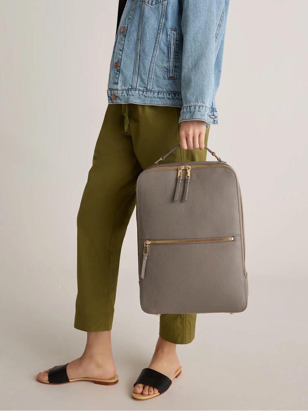 Quince Marlow Leather Laptop Backpack with Gold Hardware - Picture 2 of 12